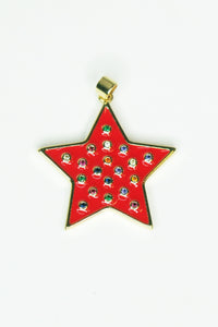 DIJE ESTRELLA C/ENAMEL ROJO Y VARIOS PUNTOS C/ CZ