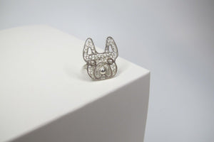 Anillo perro bulldog francés filigrana Plata